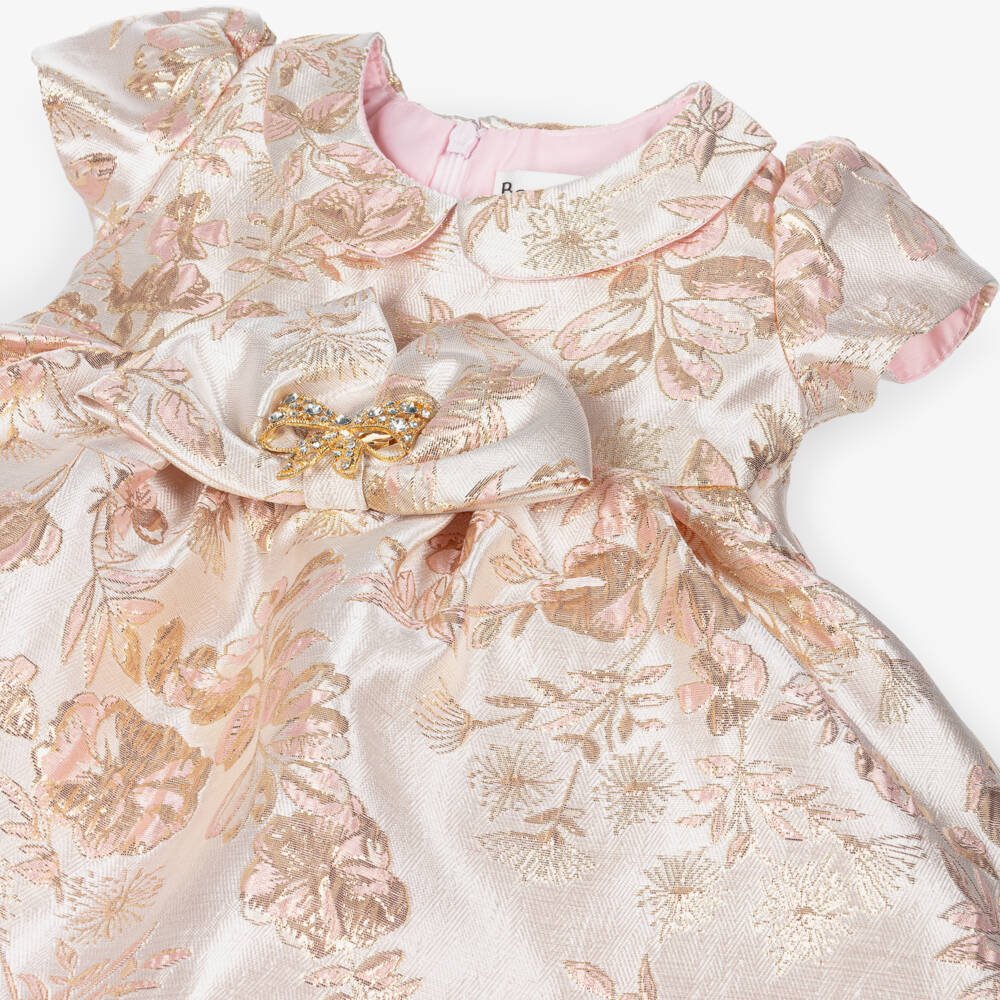 Roma e Toska-Платье розовое из парчи для малышек | Childrensalon