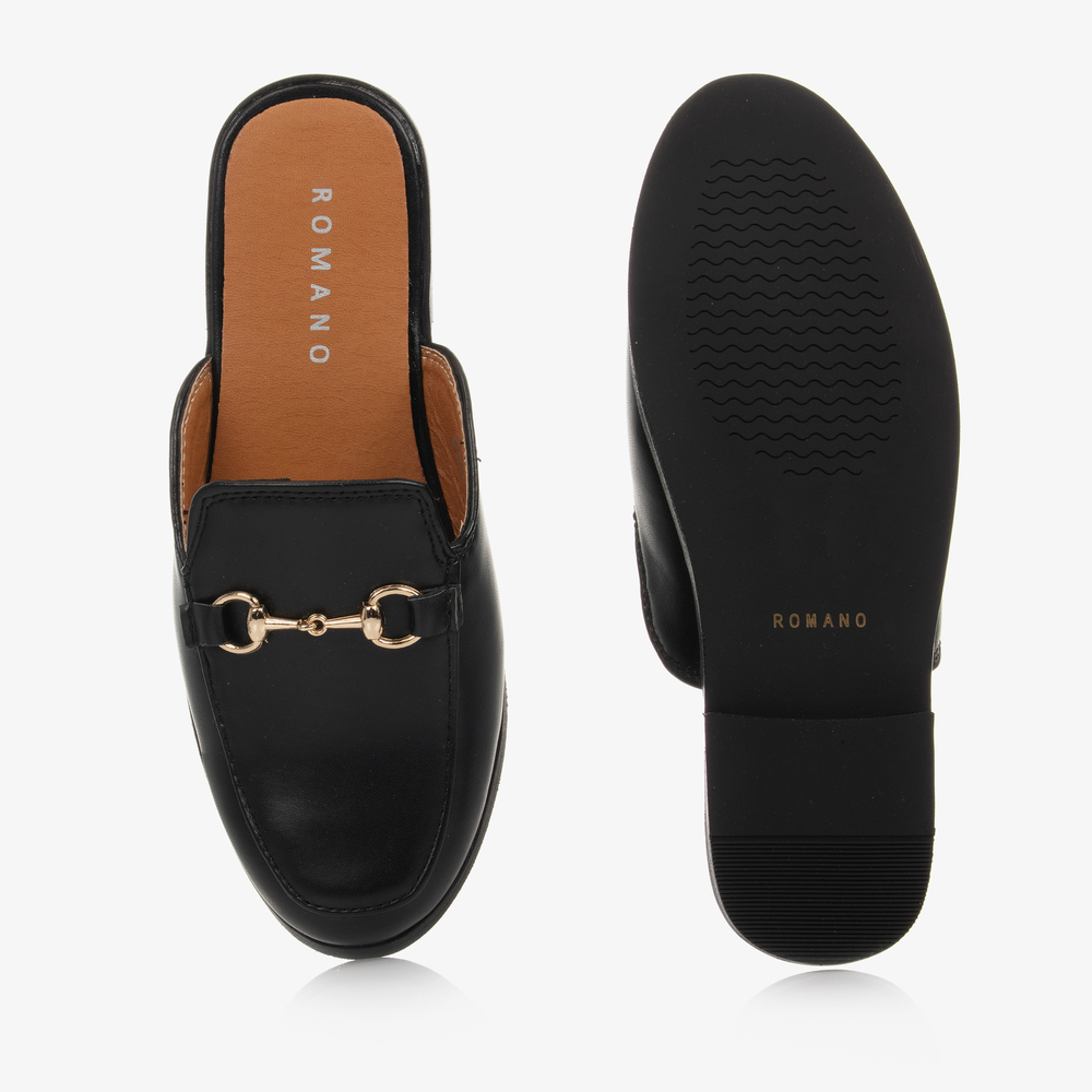 Romano-Black Backless Loafer Shoes | Childrensalon