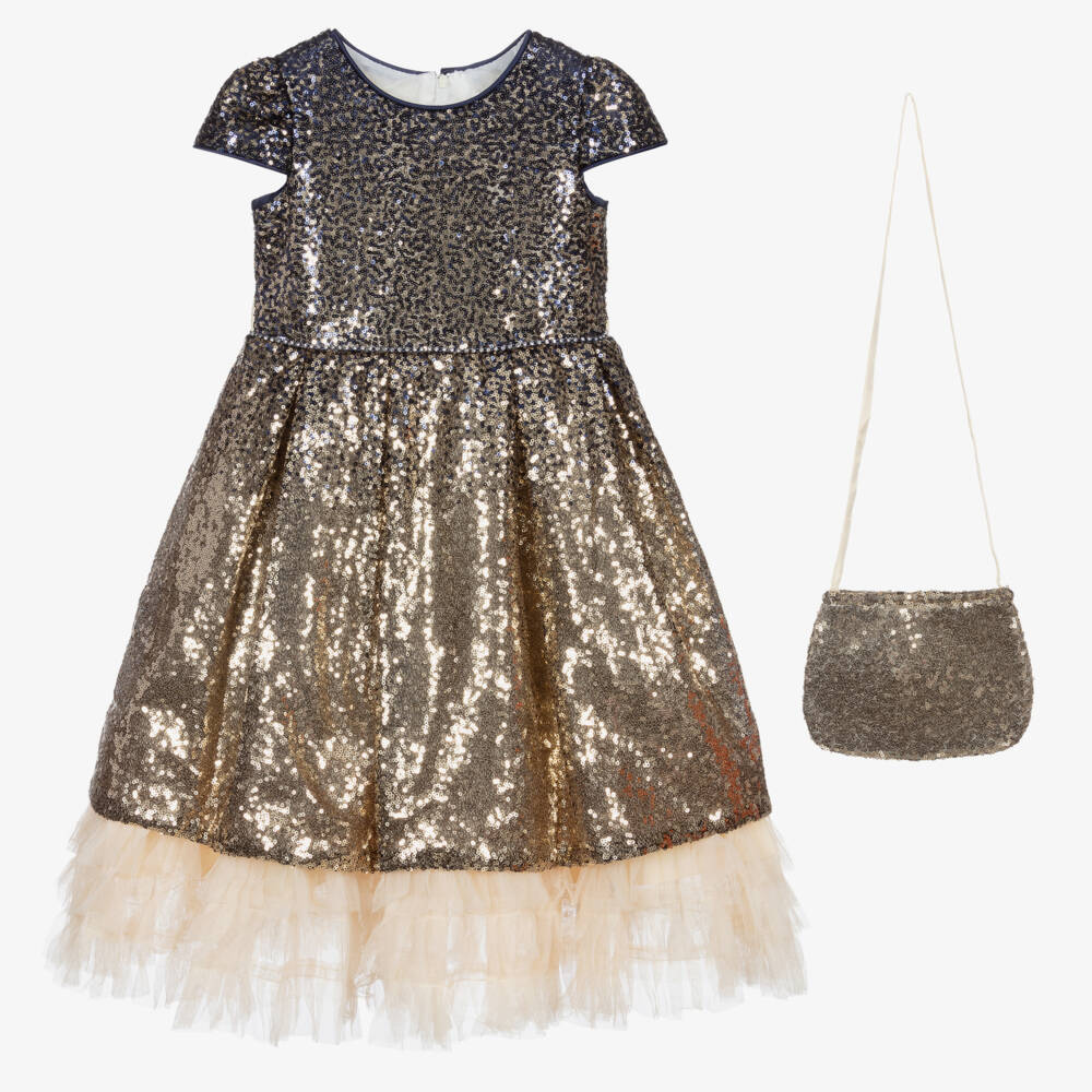romano princess dress Romano Princess - Blue & Gold Sequins Dress Set