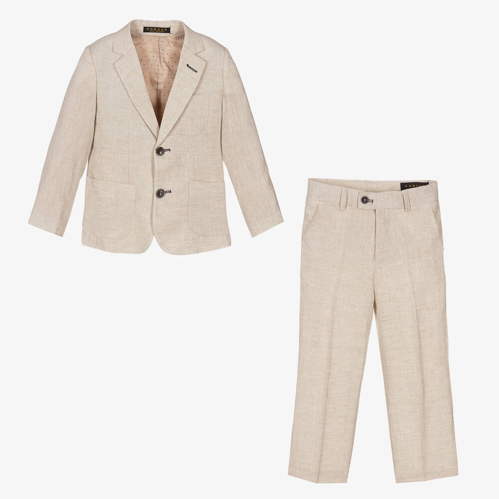 Romano-بدلة كتّان لون بيج للأولاد | Childrensalon