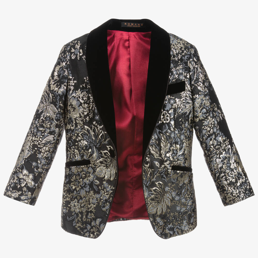 Roma e Toska-Черно-золотистый жаккардовый костюм для мальчиков | Childrensalon