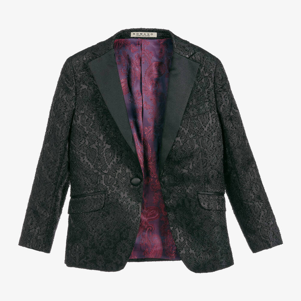 Roma e Toska-Черный жаккардовый костюм для мальчиков | Childrensalon