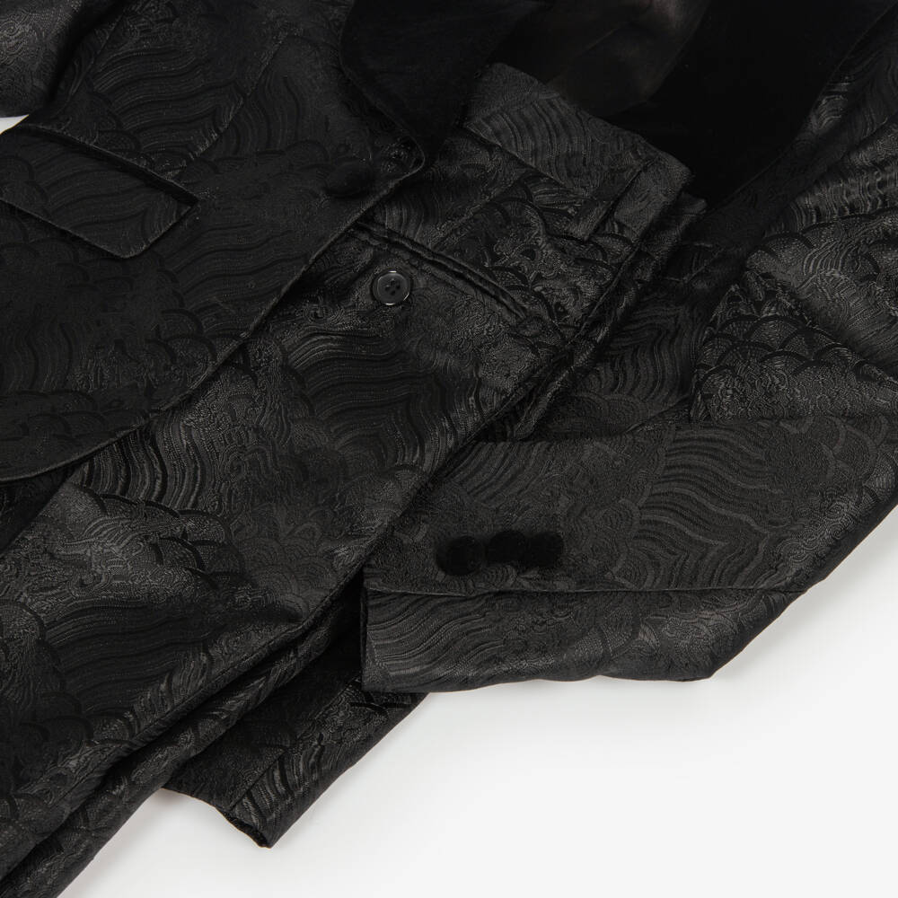 Romano-بدلة جاكار بربطة عنق لون أسود للأولاد | Childrensalon