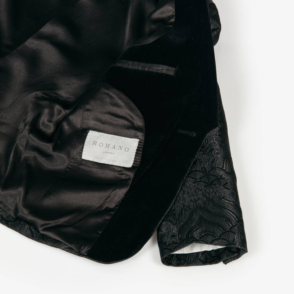 Romano-بدلة جاكار بربطة عنق لون أسود للأولاد | Childrensalon