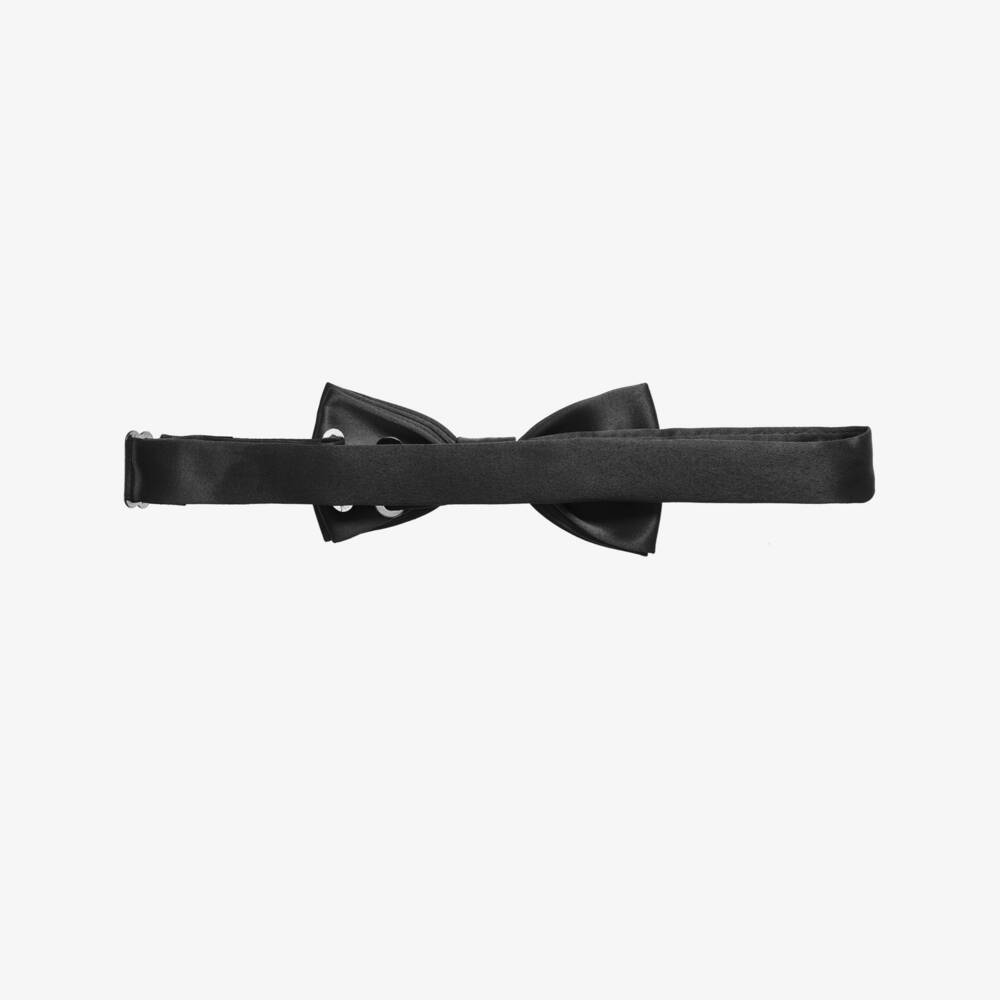 Romano-Boys Black Satin Bow Tie (10cm) | Childrensalon
