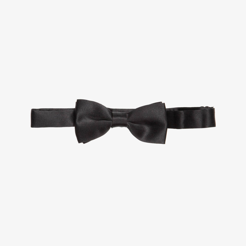 Romano-Boys Black Satin Bow Tie (10cm) | Childrensalon
