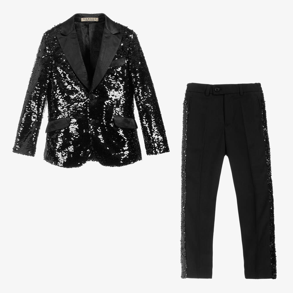 Romano-بدلة تاكسيدو بترتر لون أسود | Childrensalon