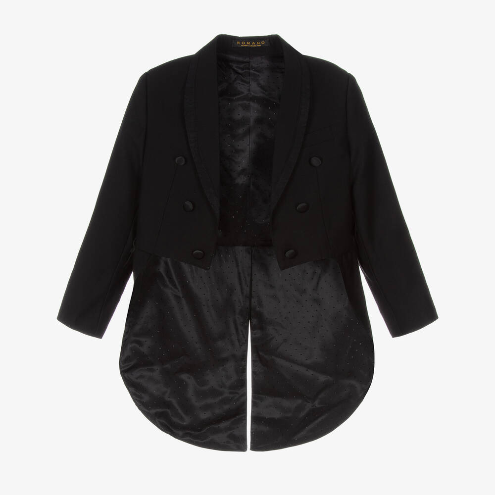 Romano-بدلة توكسيدو مزيج قطن تويل لون أسود للأولاد | Childrensalon