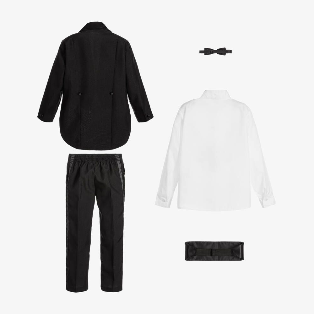 Romano-Boys Black Tailcoat Tuxedo Suit | Childrensalon