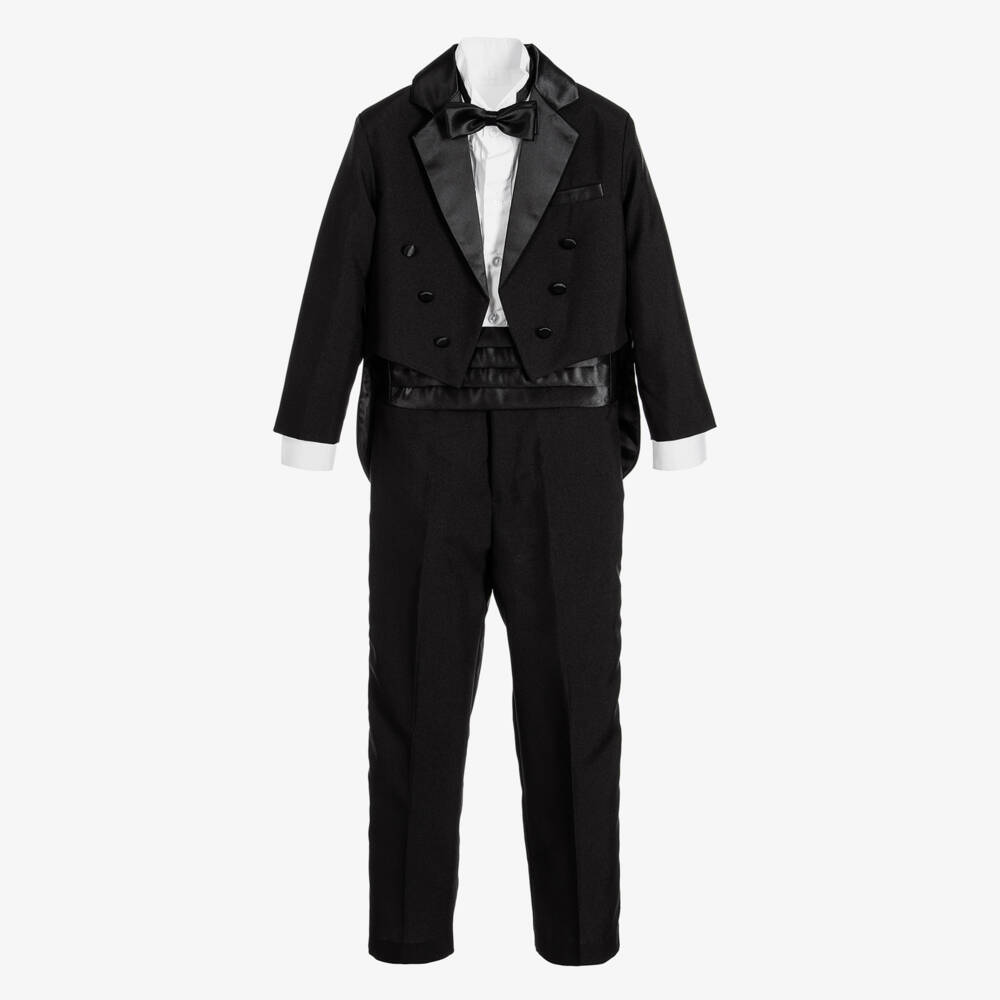 Romano-Boys Black Tailcoat Tuxedo Suit | Childrensalon