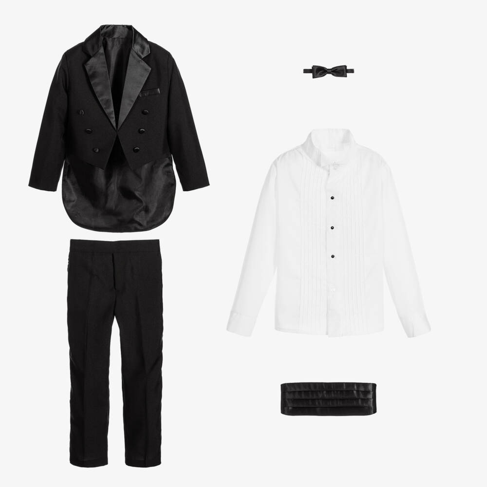 Roma e Toska-Черный костюм-смокинг для мальчиков | Childrensalon