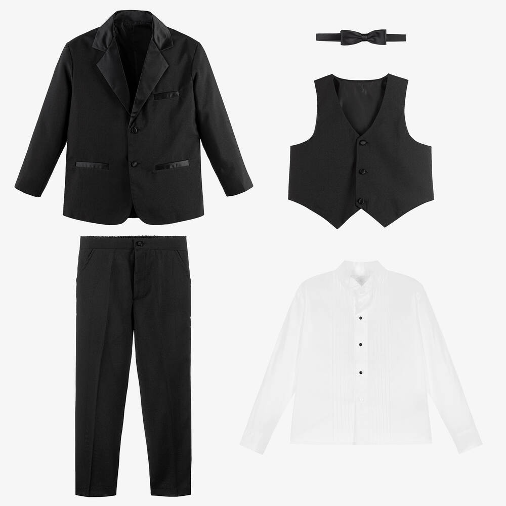Romano-Boys Black Tuxedo Suit | Childrensalon