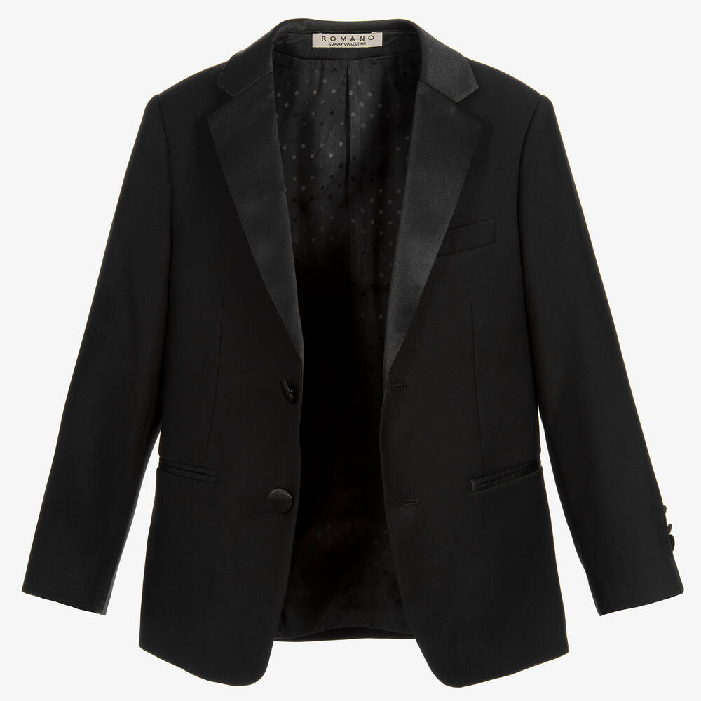 Romano-Boys Black Tuxedo Suit | Childrensalon