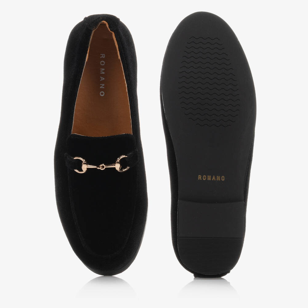 Romano-Boys Black Velvet Loafers | Childrensalon