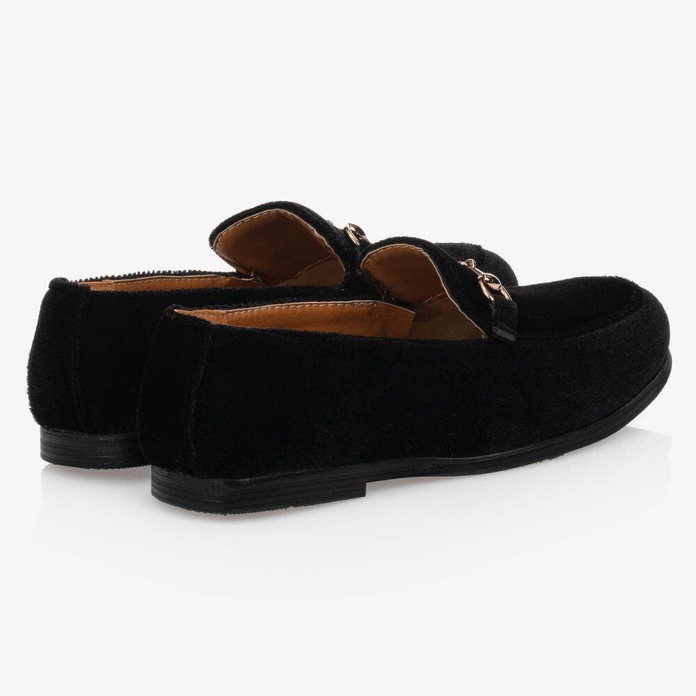 Romano-Boys Black Velvet Loafers | Childrensalon