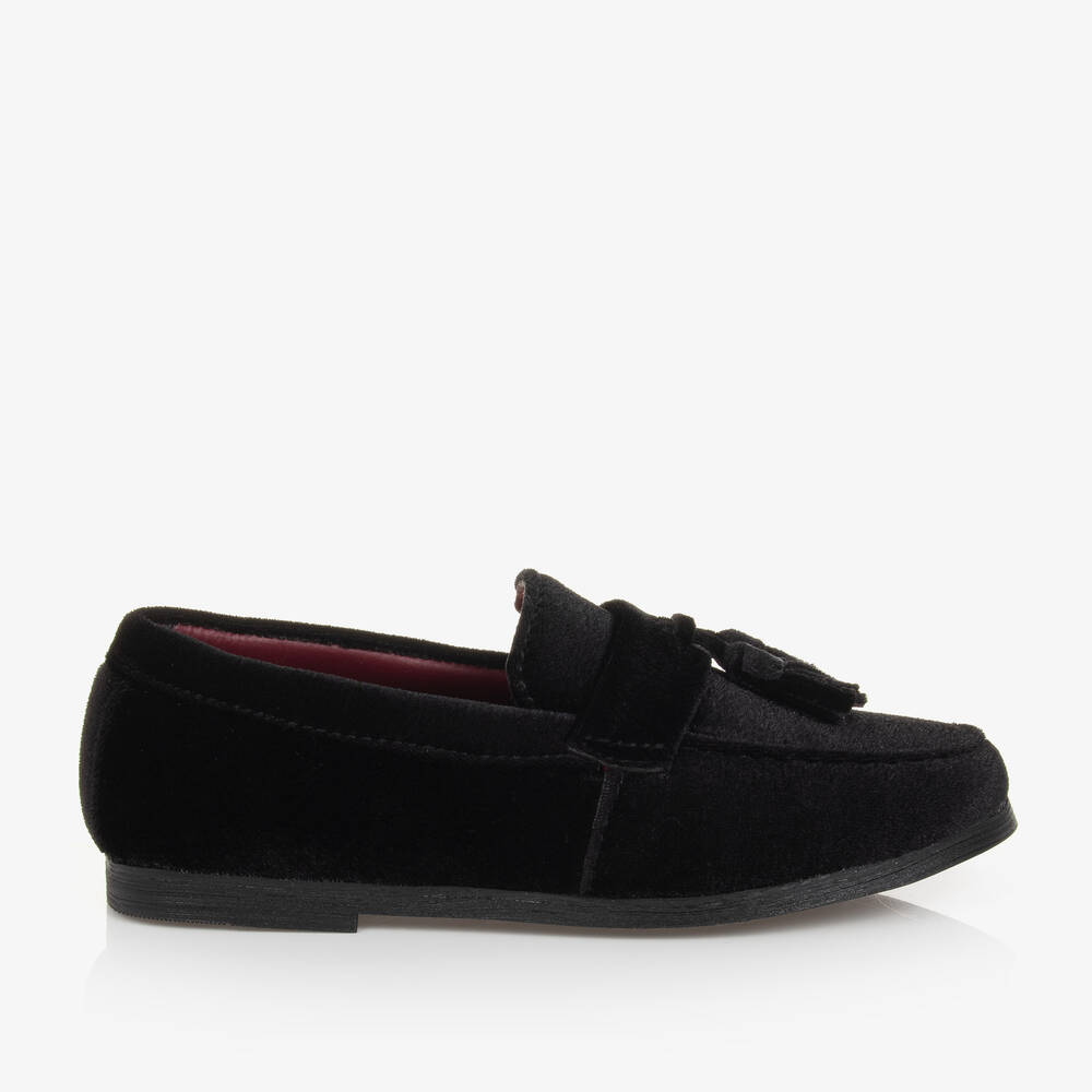 Romano-Boys Black Velvet Loafers  | Childrensalon