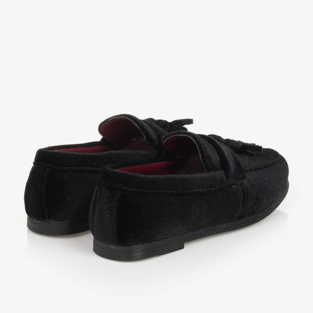 Romano-Boys Black Velvet Loafers  | Childrensalon