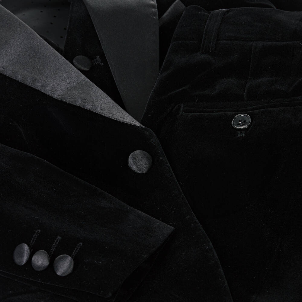 Roma e Toska-Черный бархатный костюм для мальчиков | Childrensalon