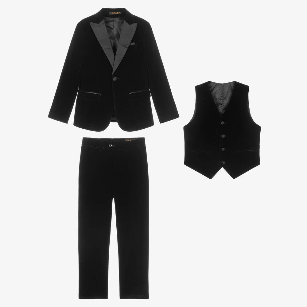 Roma e Toska-Черный бархатный костюм для мальчиков | Childrensalon
