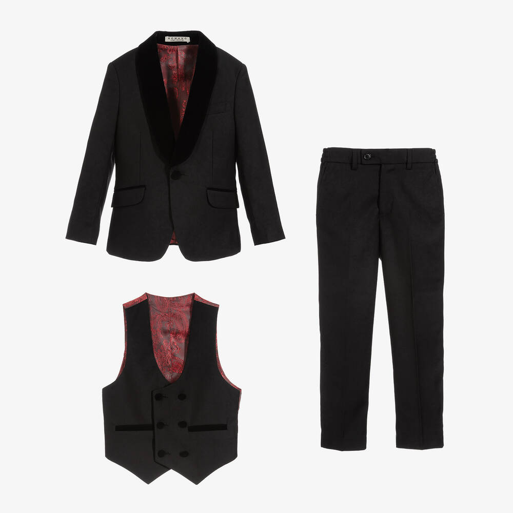Roma e Toska-Костюм с бархатной отделкой черный для мальчиков | Childrensalon