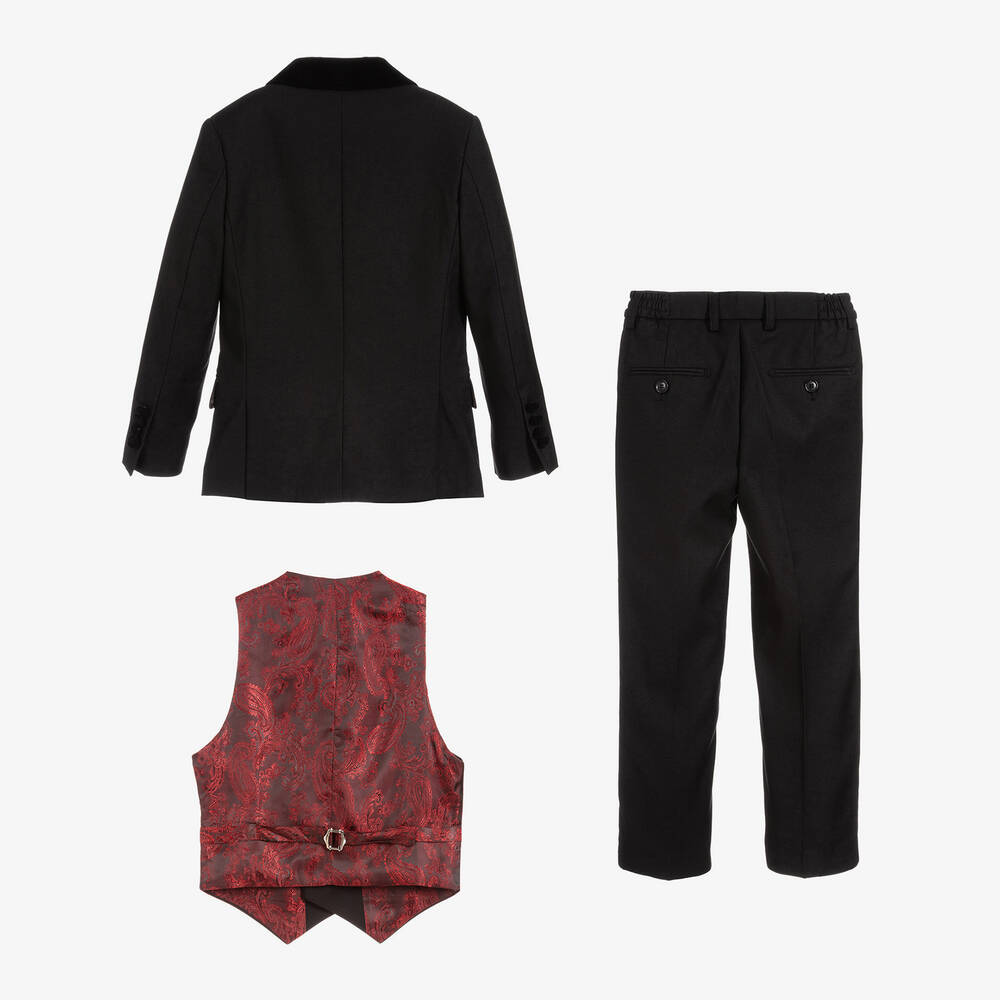 Roma e Toska-Костюм с бархатной отделкой черный для мальчиков | Childrensalon