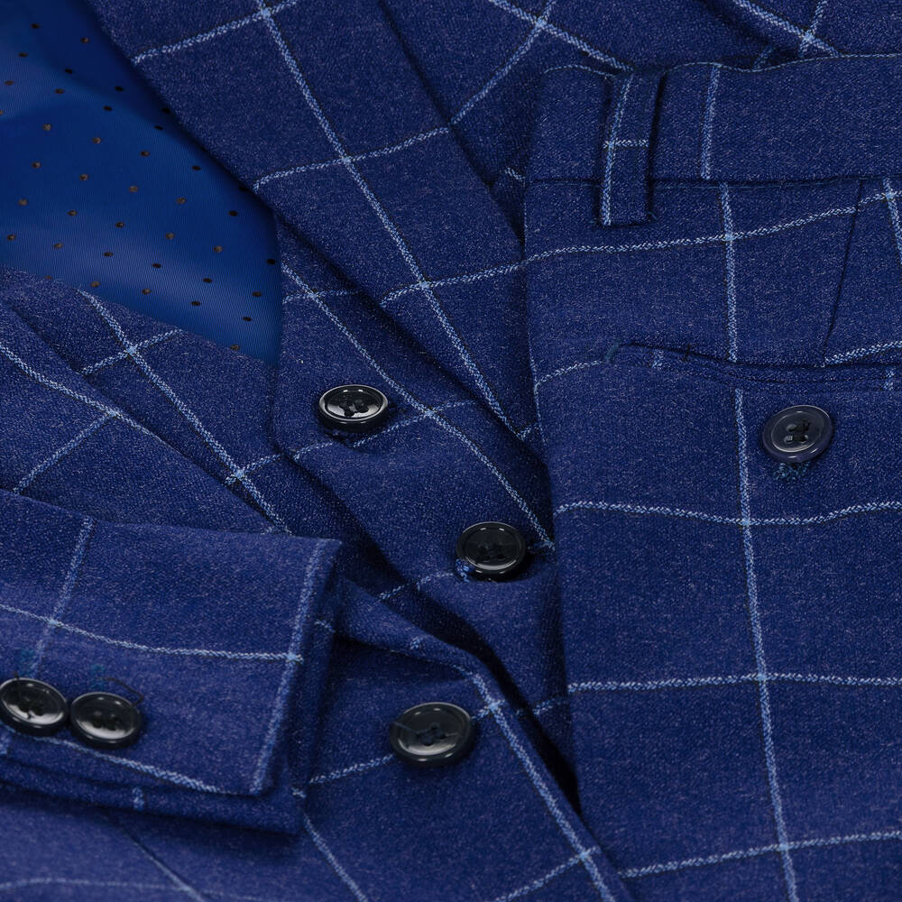 Roma e Toska-Синий костюм в клетку для мальчиков | Childrensalon