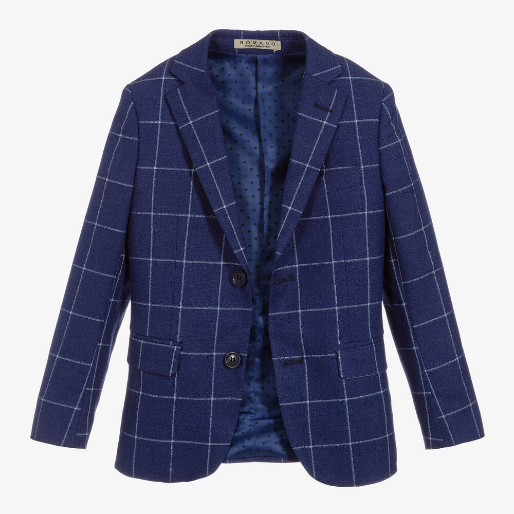 Roma e Toska-Синий костюм в клетку для мальчиков | Childrensalon