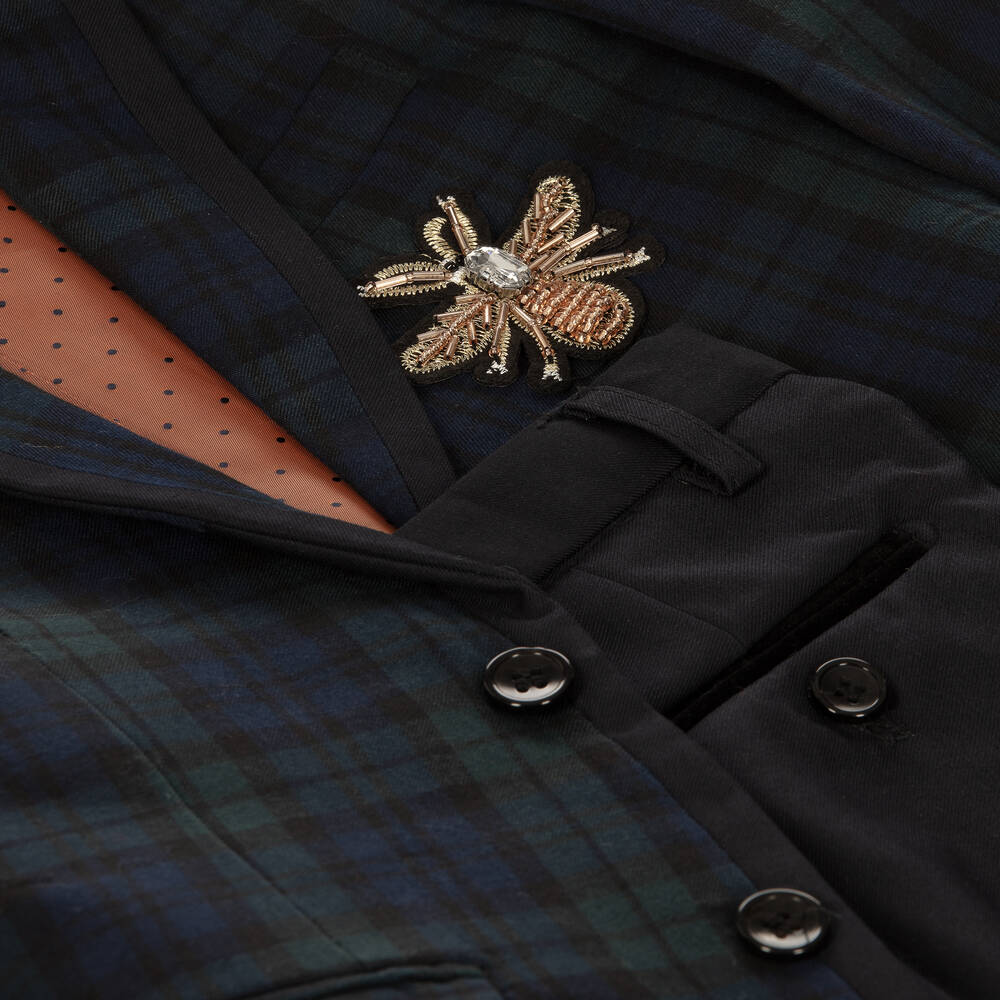 Roma e Toska-Черно-зеленый костюм из шотландки для мальчиков | Childrensalon