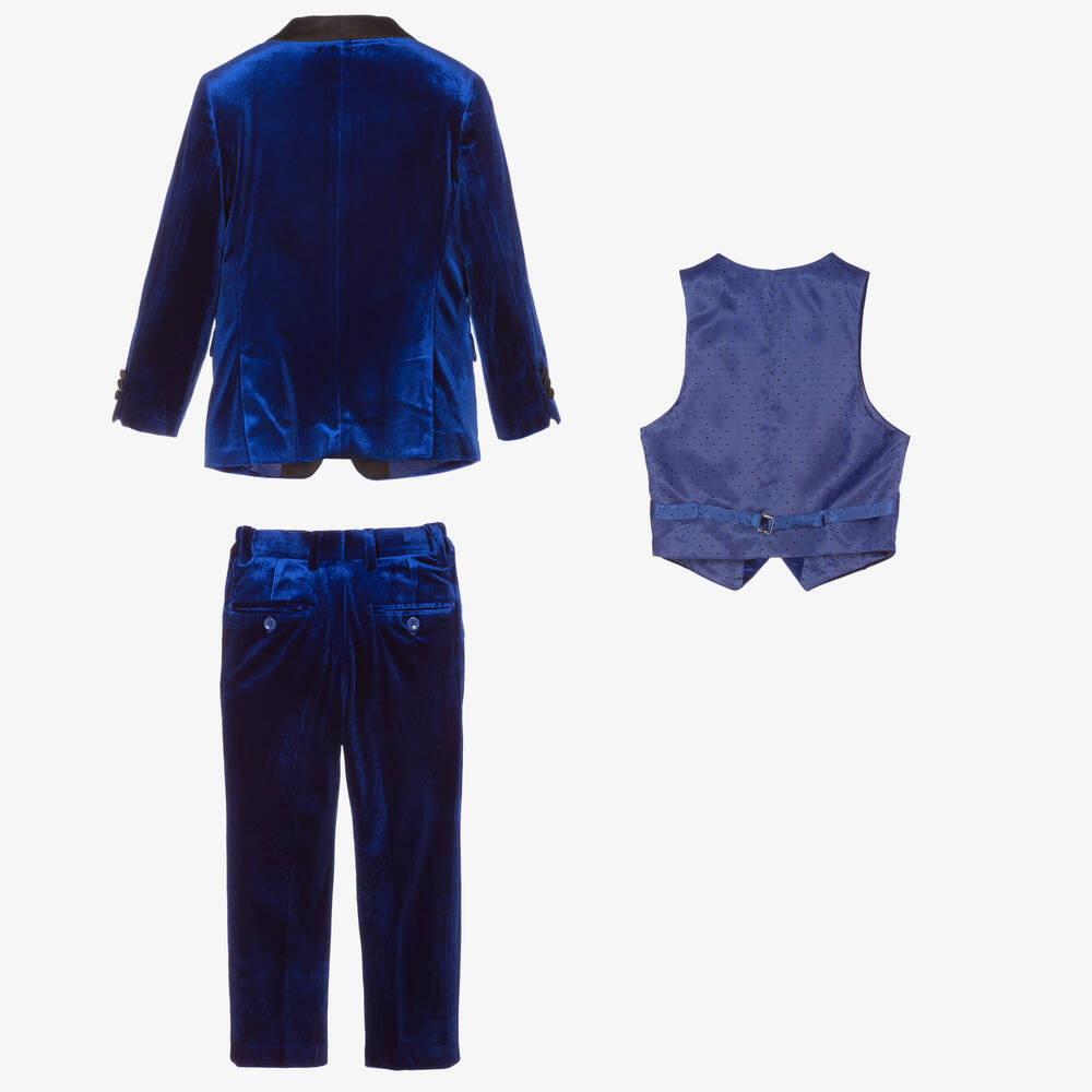 Romano-Boys Blue Velvet Suit | Childrensalon