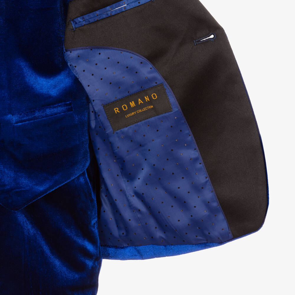 Romano-Boys Blue Velvet Suit | Childrensalon