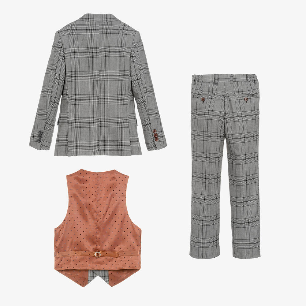 Romano-Boys Grey Check Suit | Childrensalon