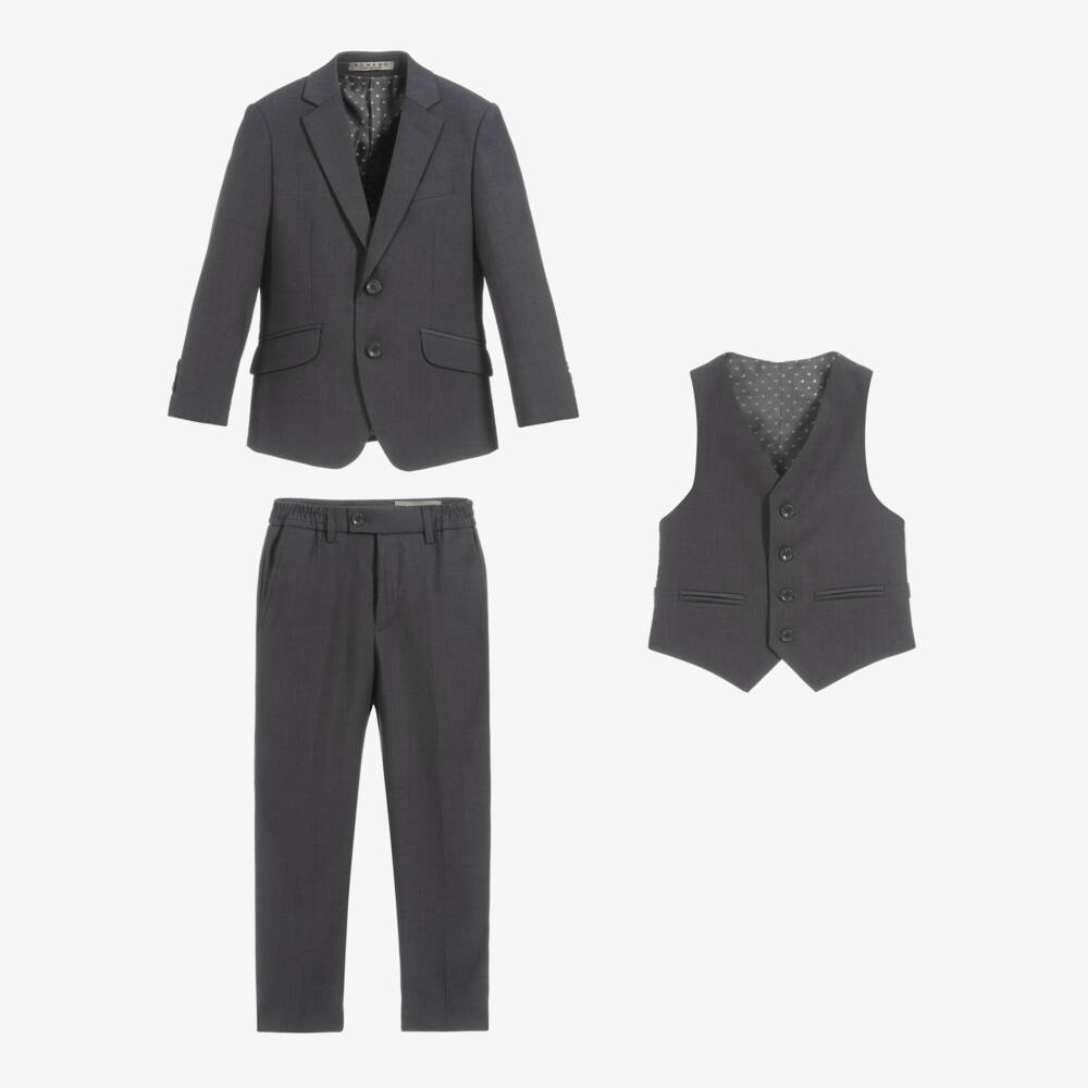 Romano-Boys Grey Suit with Waistcoat | Childrensalon