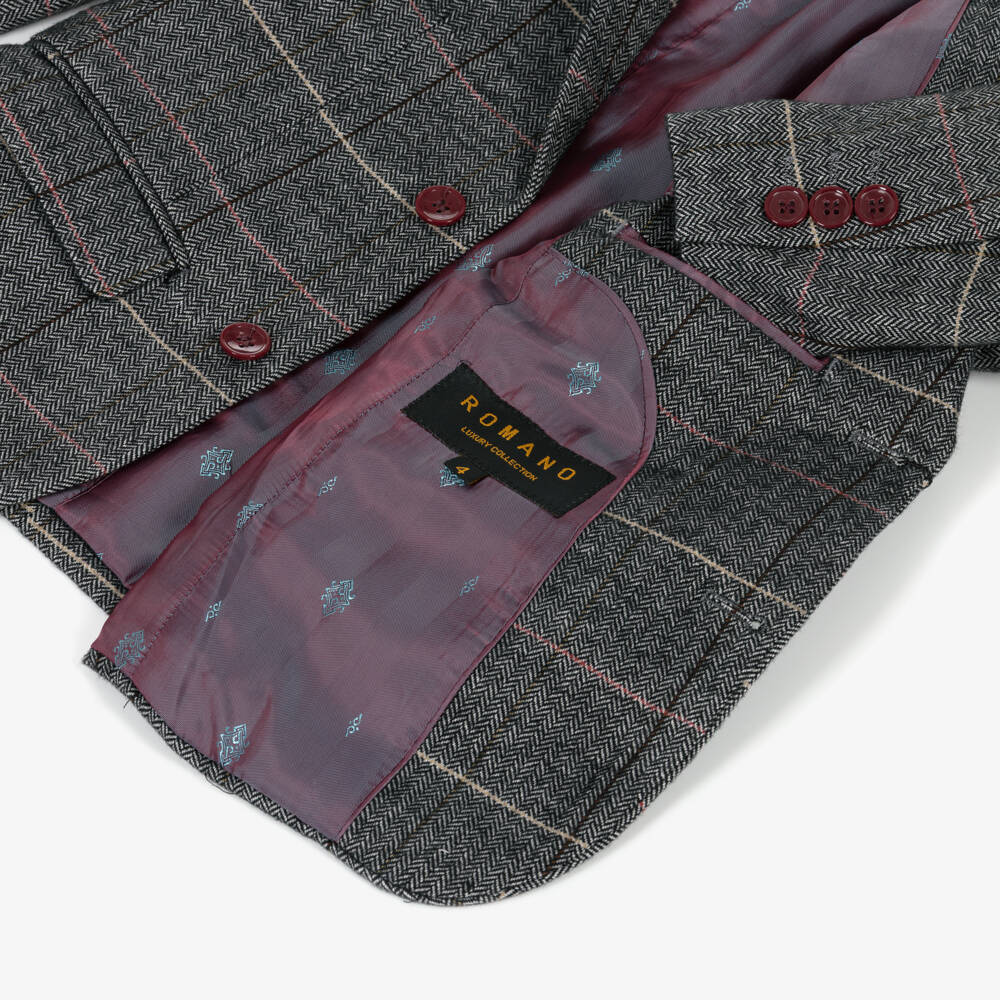 Roma e Toska-Серый твидовый блейзер с тигром для мальчиков | Childrensalon