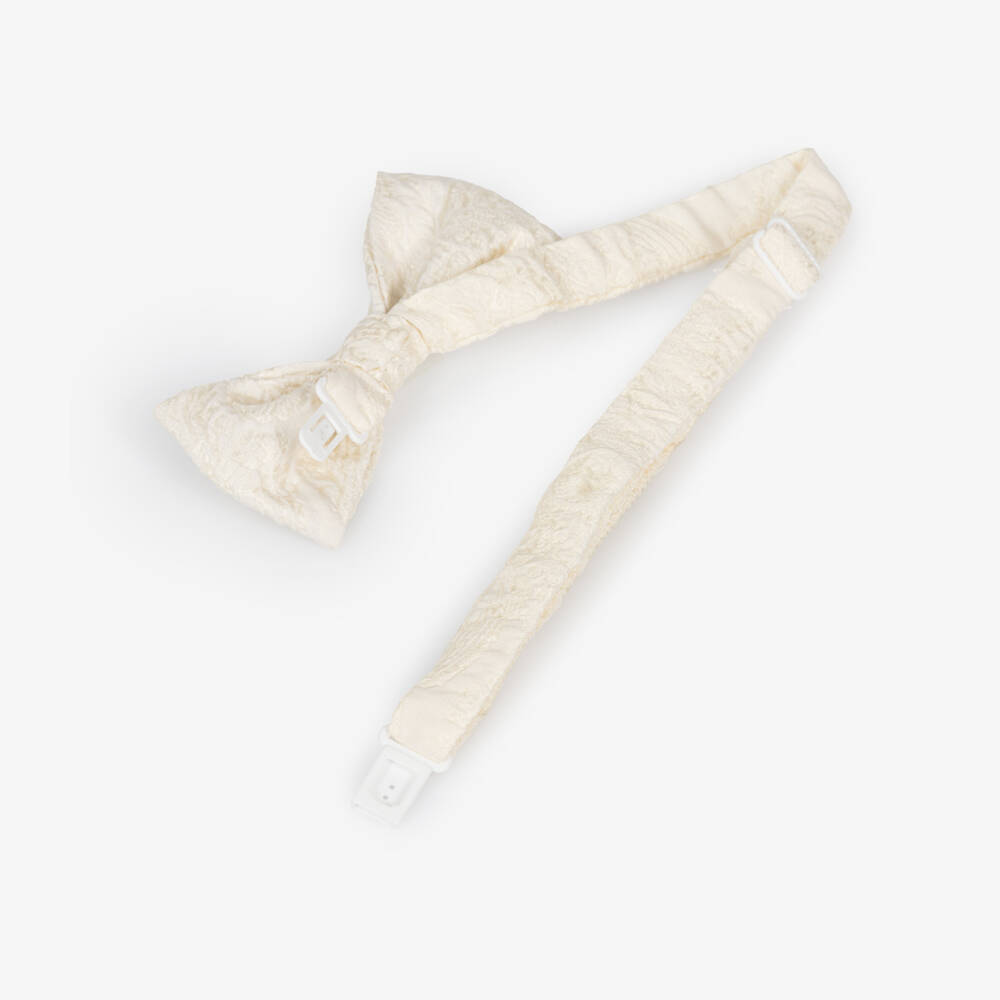 Romano-Boys Ivory Jacquard Suit with Bow Tie | Childrensalon