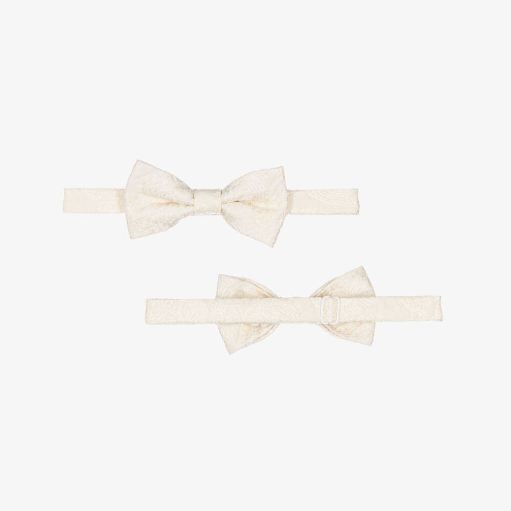 Romano-Boys Ivory Jacquard Suit with Bow Tie | Childrensalon