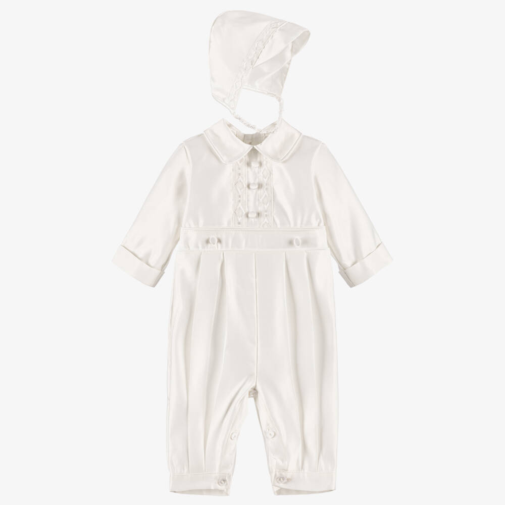 Romano-طقم أفرول أطفال ولادي ساتان لون عاجي | Childrensalon