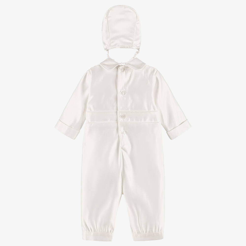 Romano-Boys Ivory Satin Babysuit Set | Childrensalon