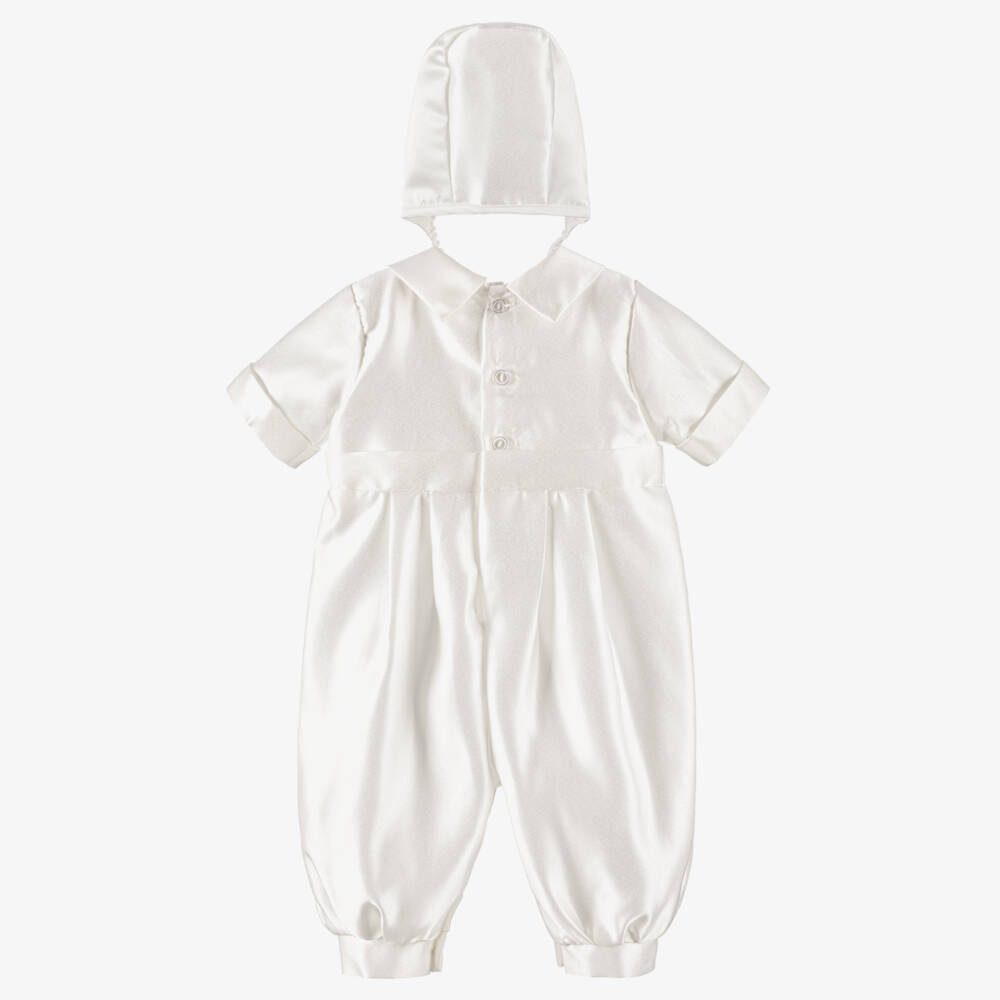 Romano-Boys Ivory Satin Babysuit Set | Childrensalon