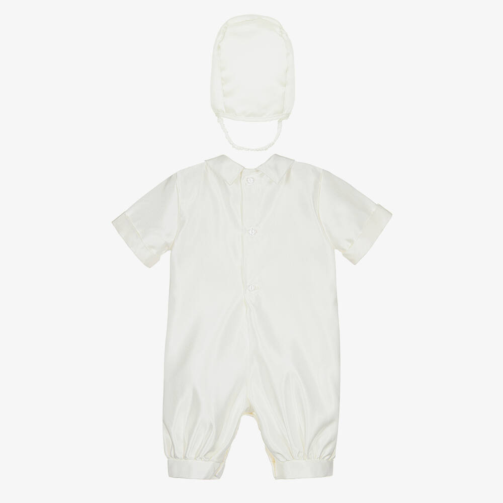 Romano-Boys Ivory Satin Babysuit Set | Childrensalon