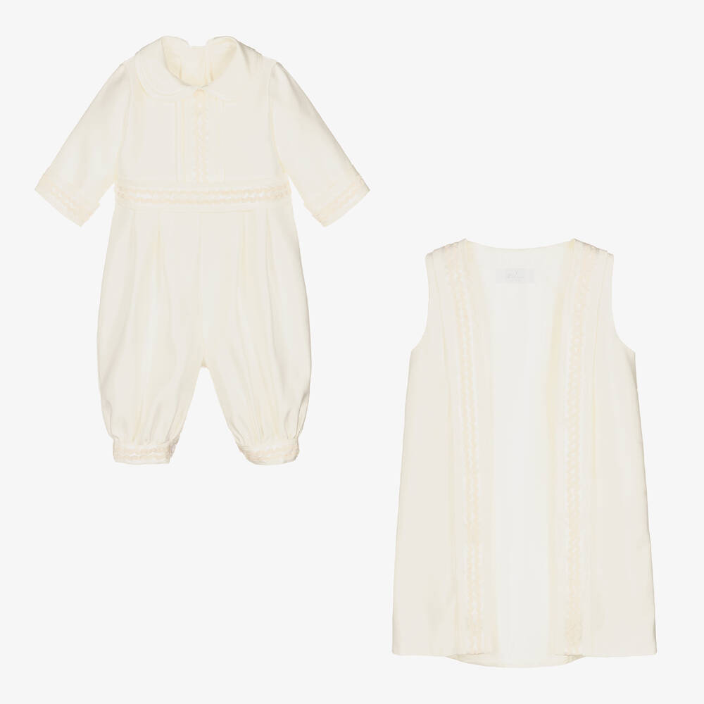 Romano-طقم أفرول أطفال ولادي ساتان لون عاجي | Childrensalon