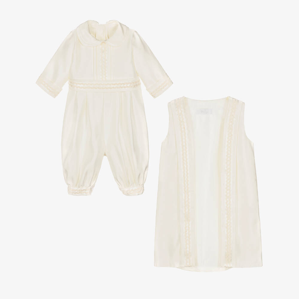 Romano-طقم أفرول أطفال ولادي ساتان لون عاجي | Childrensalon