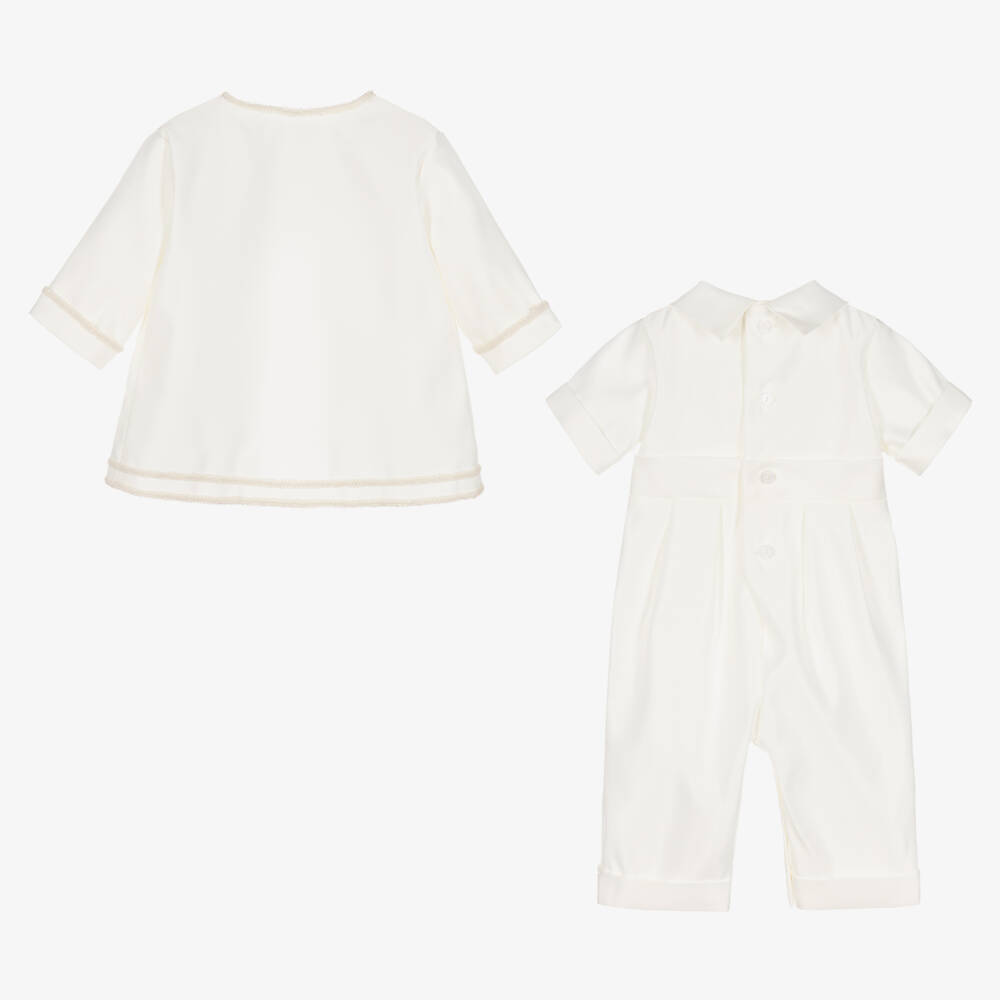 Romano Vianni-Boys Ivory Satin Romper & Jacket Set | Childrensalon