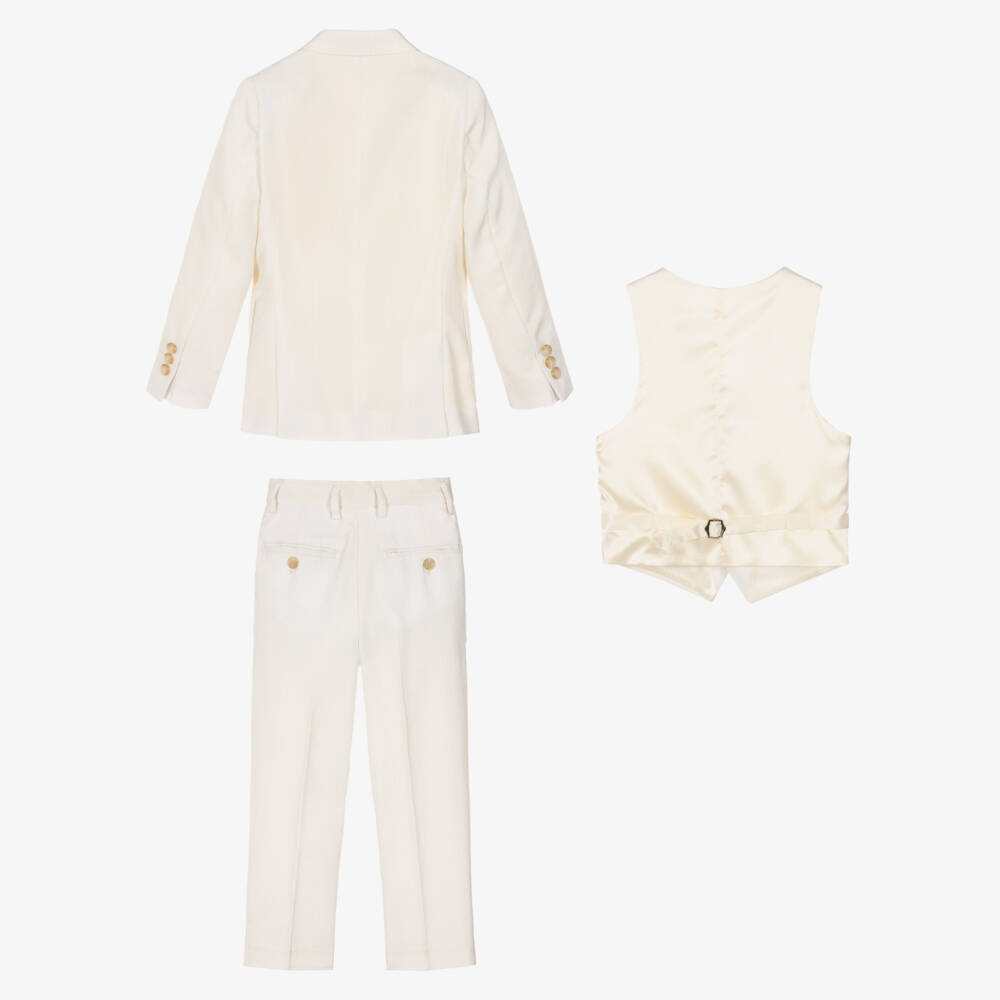 Romano-Boys Ivory Suit with Waistcoat & Bow Tie | Childrensalon