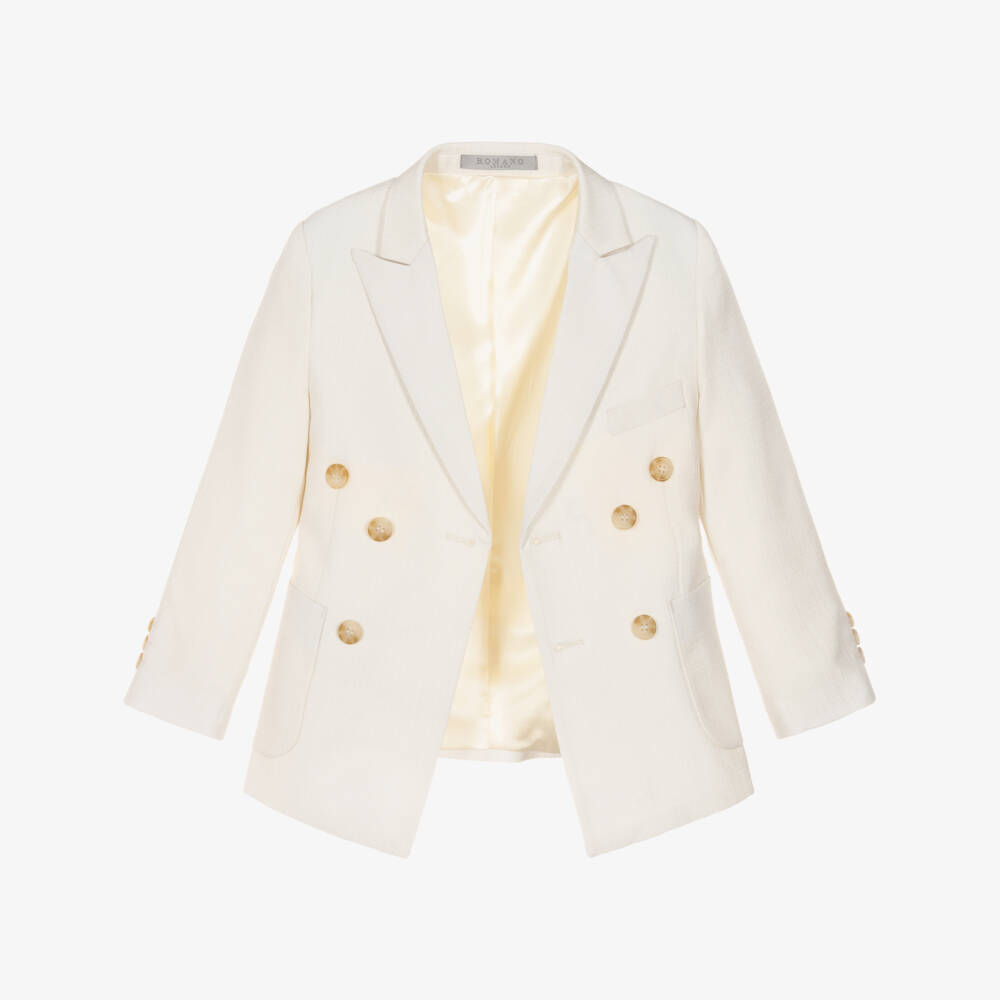 Romano-Boys Ivory Suit with Waistcoat & Bow Tie | Childrensalon