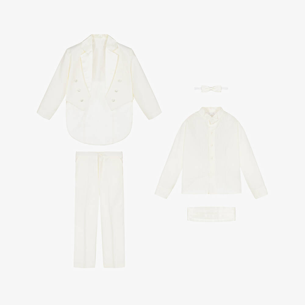 Romano-Boys Ivory Tailcoat Tuxedo Suit | Childrensalon