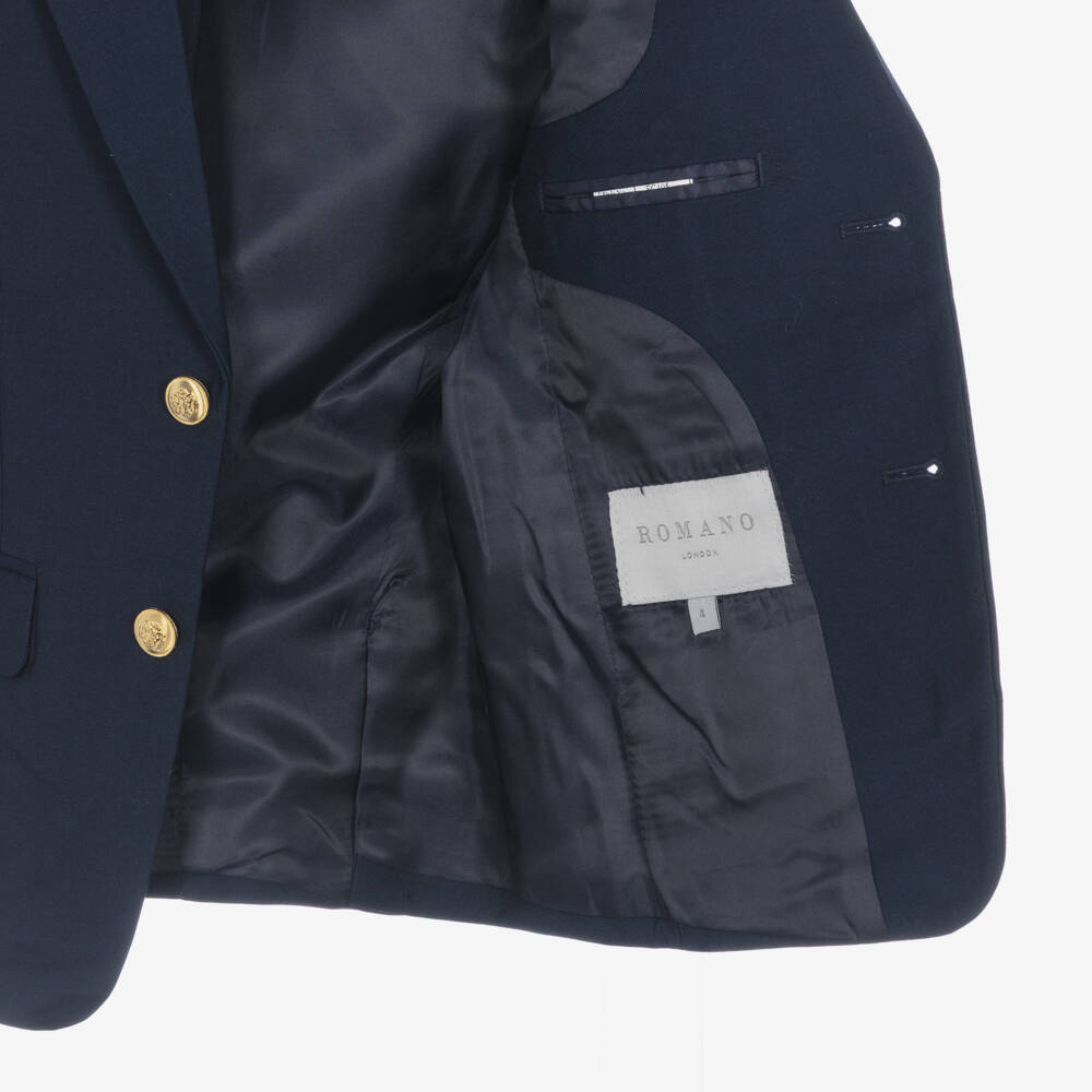 Romano-Boys Navy Blue & Beige Twill Suit | Childrensalon