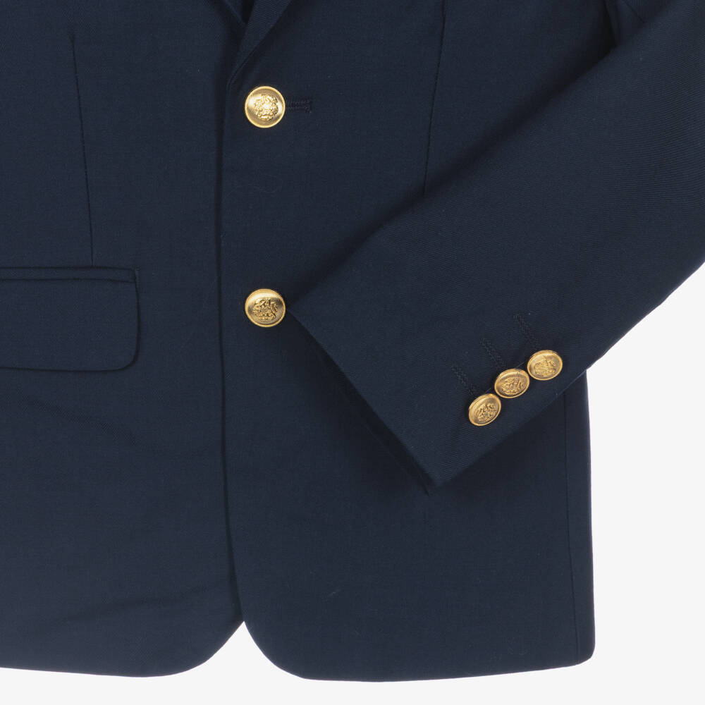 Romano-Boys Navy Blue & Beige Twill Suit | Childrensalon