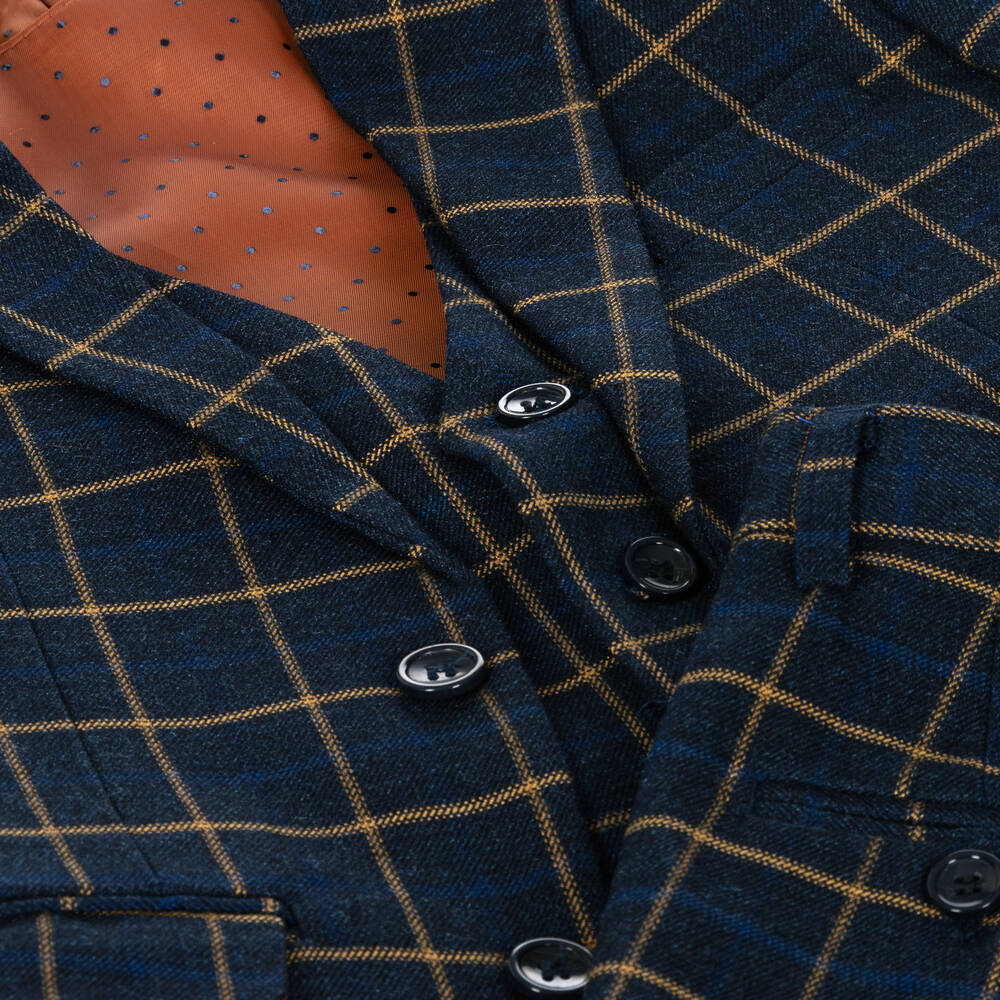 Roma e Toska-Синий костюм в клетку для мальчиков | Childrensalon