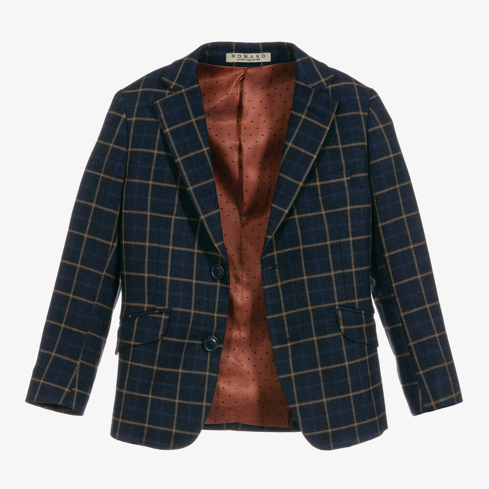 Roma e Toska-Синий костюм в клетку для мальчиков | Childrensalon
