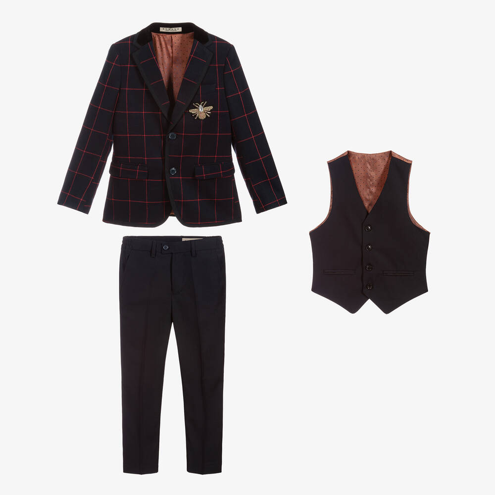 Romano-بدلة مزيج فيسكوز لون كحلي للأولاد | Childrensalon